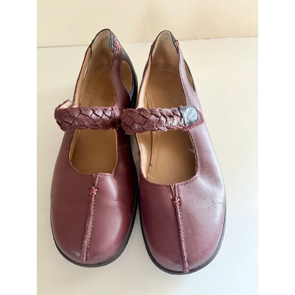 Hotter Shake Mary Jane Flats Women’s Size 9 Burgundy Black Leather Comfort Shoes - Picture 4 of 7